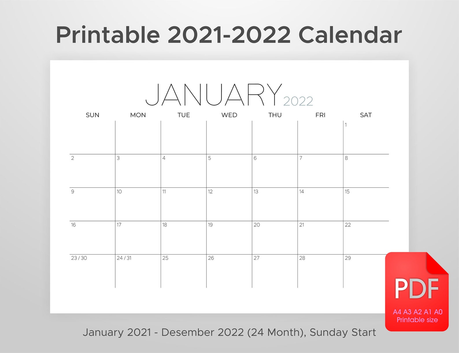 Printable 2022 Planner Calendar Wall Calendar Vector Etsy