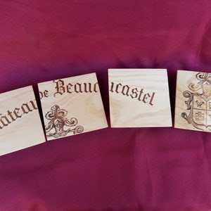 Floating Wine Coasters, Reclaimed Wine Box Coasters, Napa Valley Table Coasters, French Wine Coasters, Chateau de Beaucastel, France Winery