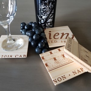 Handmade Napa Coaster Set: Far Niente Wine Coasters, Cork & Wood