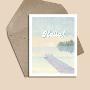 Hola tarjeta, tarjeta Hello Lake, tarjeta de viaje imprimible, tarjeta de lago digital, campamento de verano, tarjeta de felicitación de viaje, tarjeta de felicitación del lago, Wanderlust