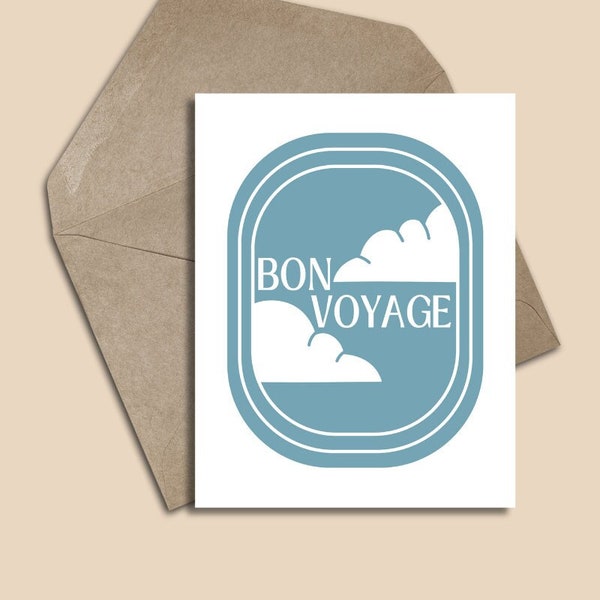 Bon Voyage Card, Printable Card, Airplane Window, Plane Window, Bon Voyage Greeting Card, Travel Greeting Card, Instant Download, Wanderlust