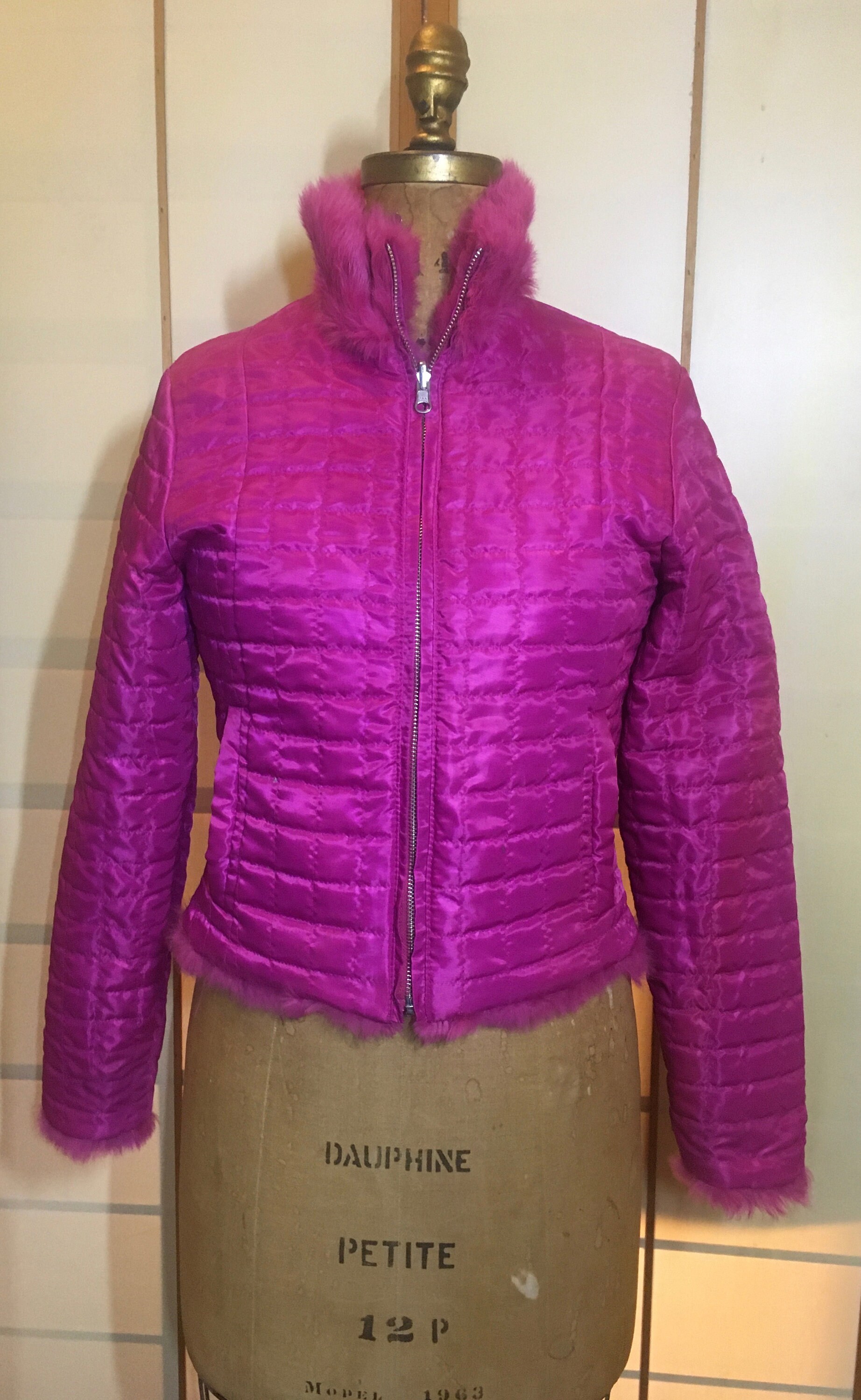 Vintage Pink Fur Coat Jacket Hot Pink Magenta Fur Coat Etsy