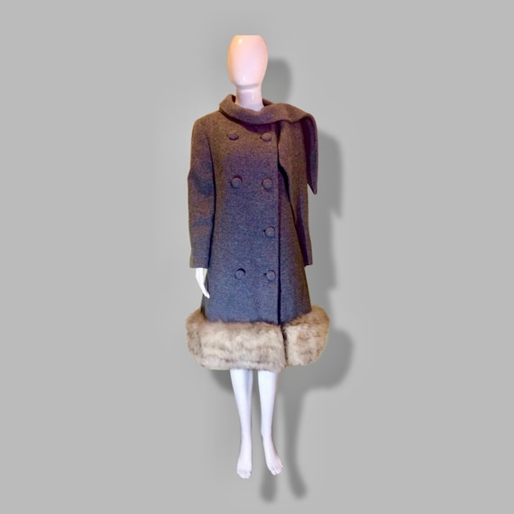 Lilli Ann Coat- 60s Mod Grey Thick Wool and Norwe… - image 3