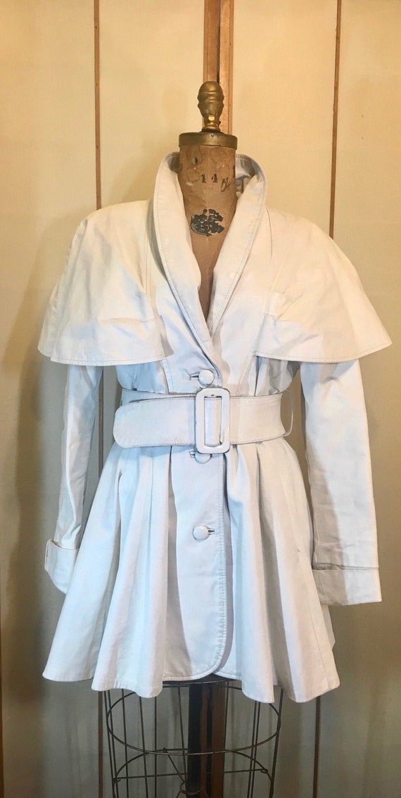 Vintage Women's Coat-70s 80s White Leather Studio