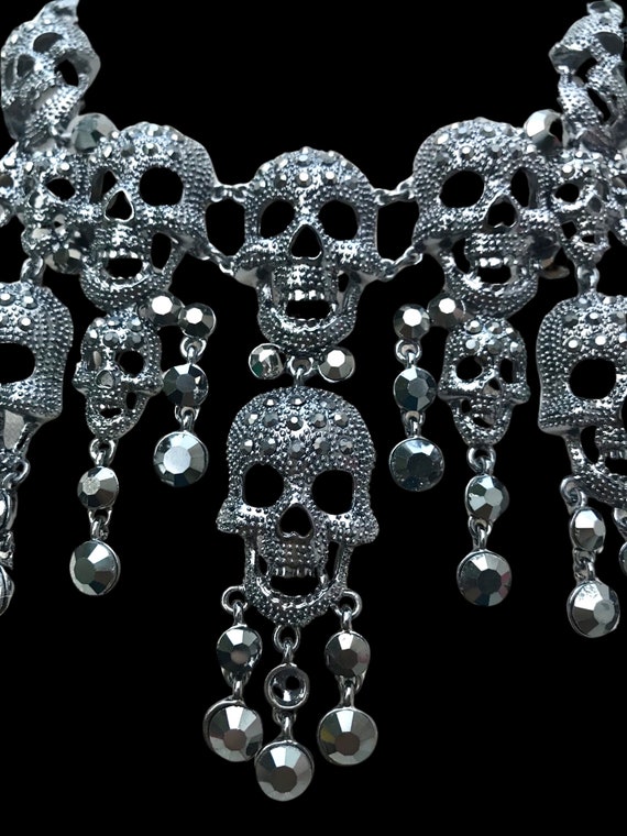 Skull Necklace Goth Halloween Spooky Morbidus Day of the Dead Curio View 2
