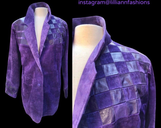 Vintage Purple Suede and Leather Inlay Jacket Blazer - Etsy
