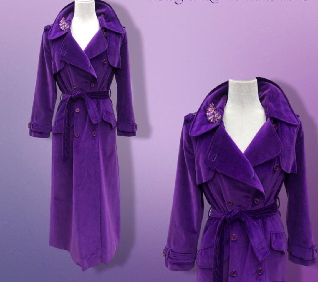 Vintage 70's Calvin Klein Violet Royal Purple Velvet Full Length