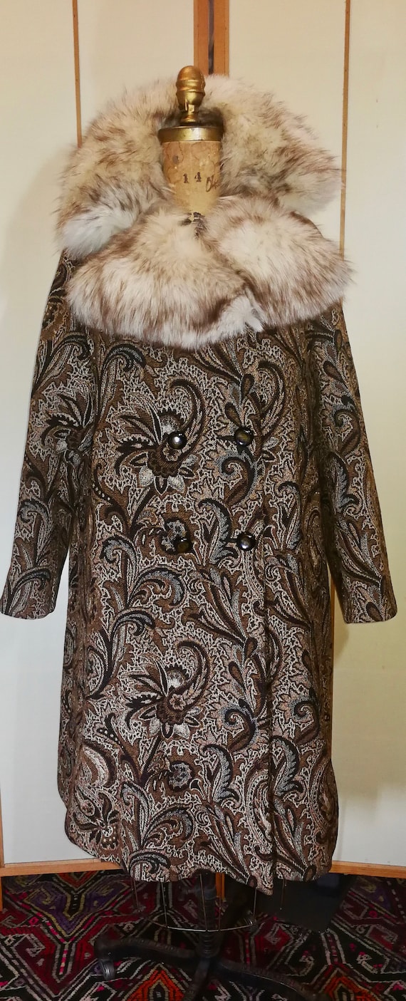 1960s Vintage Tapestry Swing Cocktail Coat • Roses an… - Gem 1960s Vintage Tapestry Swing Cocktail Coat • Roses an… - Gem