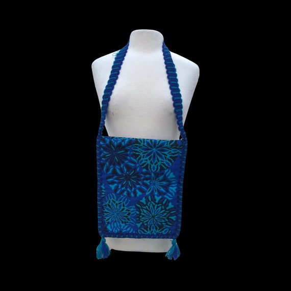60’s 70’s Tapestry Turquoise Blue Cape Poncho Bag… - image 5