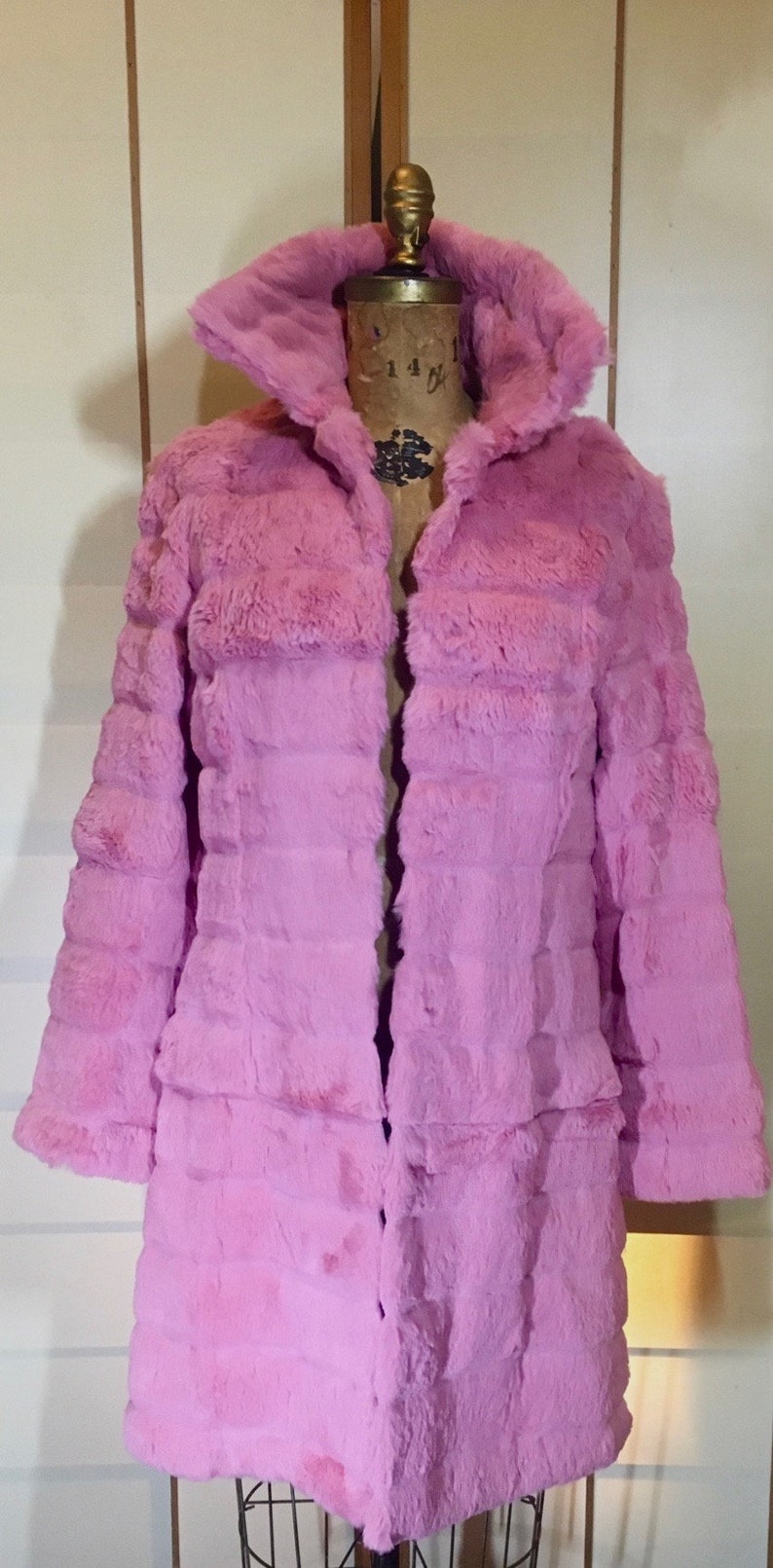 Vintage Coat Pink Genuine Fur Coat Horizontal Bubble Boho | Etsy