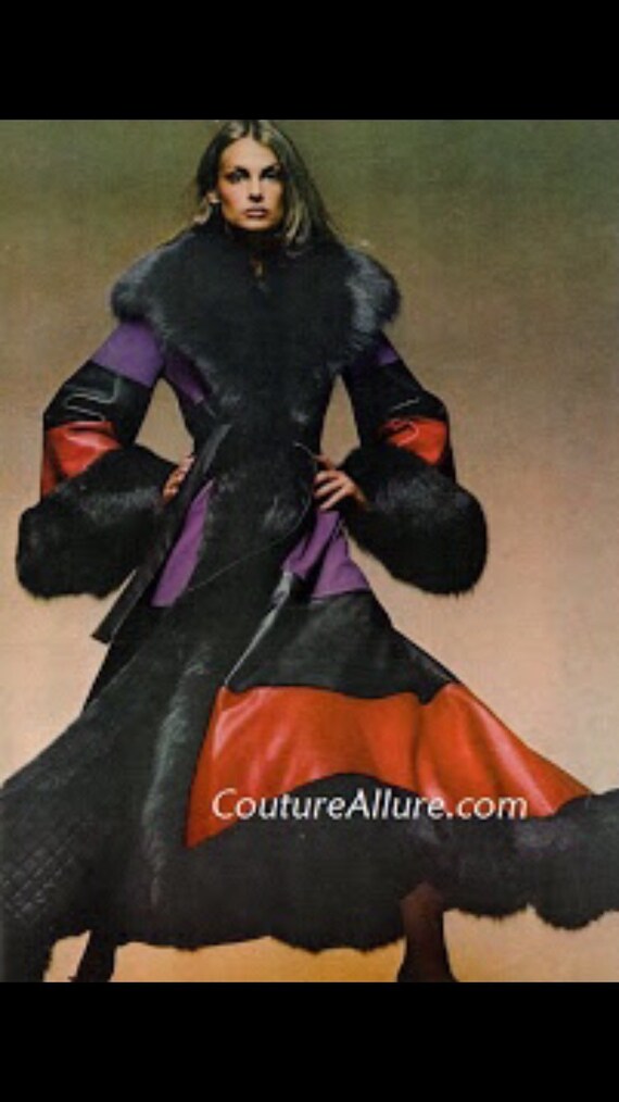 70S Christian Dior Couture  Leather Curly Mongoli… - image 5