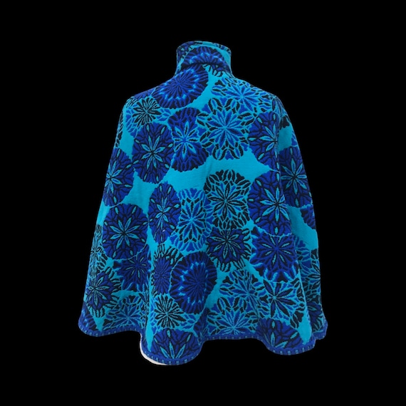 60’s 70’s Tapestry Turquoise Blue Cape Poncho Bag… - image 7