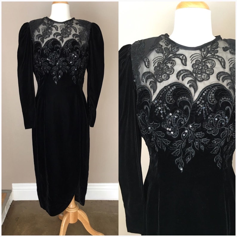 80s Puffy Sleeve Dress with Sequin