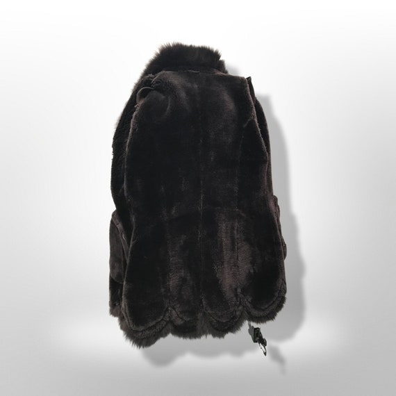 Luxury Suede and Fox Fur Scalloped Hem Luxury War… - image 5