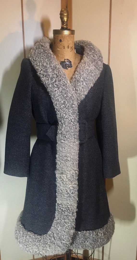 Lilli Ann Princess Mod Gray Wool Curly Lamb Prince