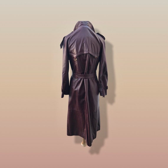 70s Coat Bergundy Oxblood Leather Trench Spy - image 6
