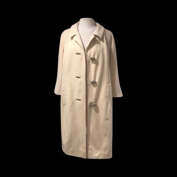 60’s White Cream Bataldi Wool Swing Coat with Lar… - image 7