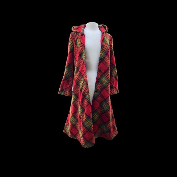 Vintage Red Plaid Princess Hooded Princess Coat “… - image 7