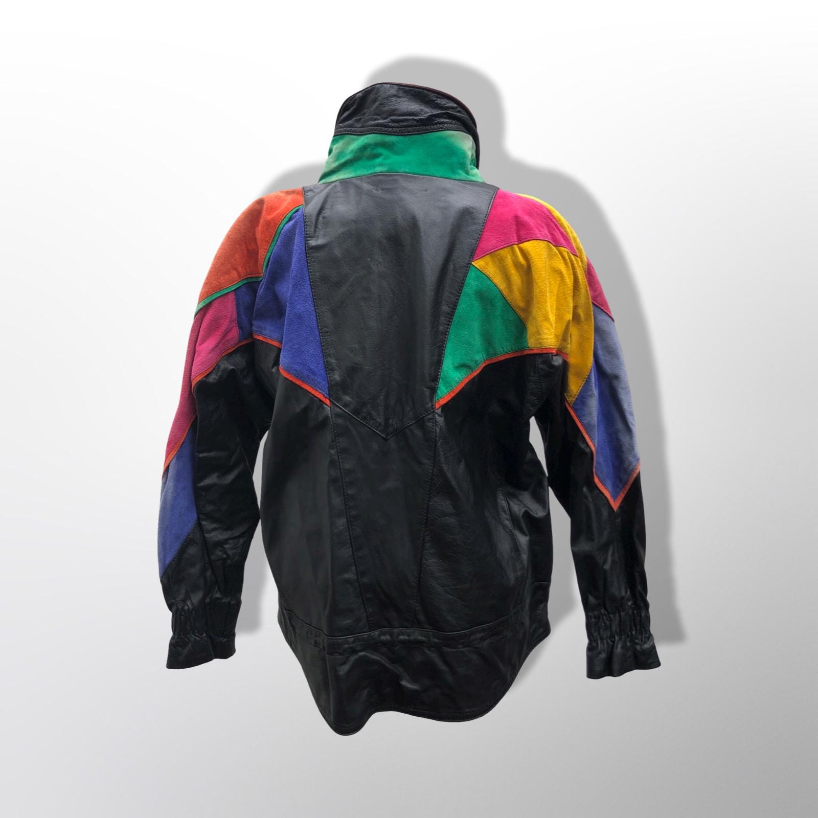 コリジャン 80s 90s ビンテージ 80's 90's Leather Colorblock Glam Jacket Motorcycle Style Arsenio