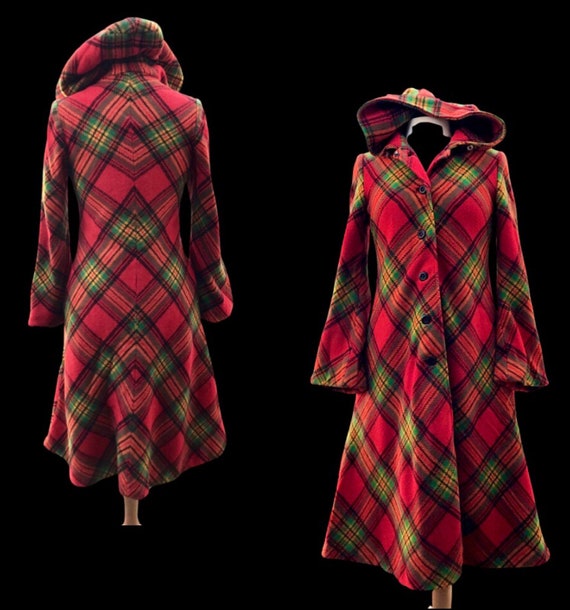 Vintage Red Plaid Princess Hooded Princess Coat “… - image 9