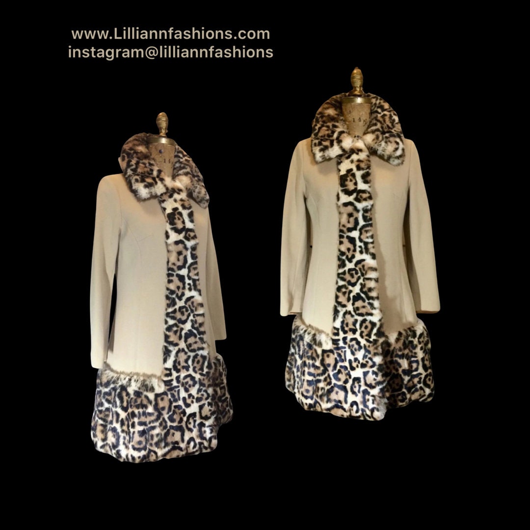 60s Lilli Ann Rabbit Leopard Print Coat 38