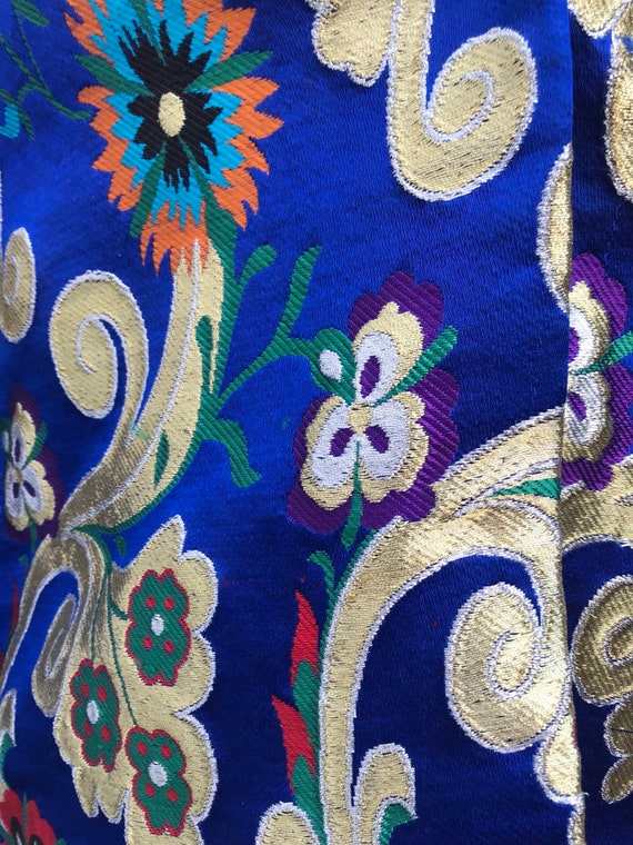 2000’s Brocade Silk Mahogany Mink Jacket Royal Bl… - image 3