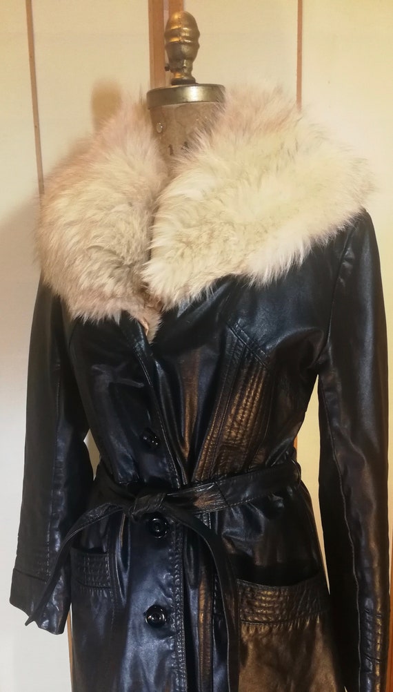 black trench coat with fur collar