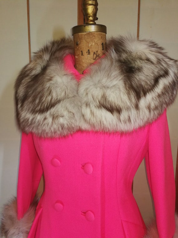 60s Pink Lilli Ann Norwegian Fox Fur Coat Fit and