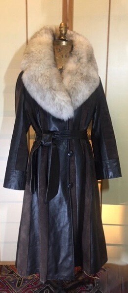 Vintage Coat 70s Leather Suede Trench Silver Fox Fur Princess | Etsy