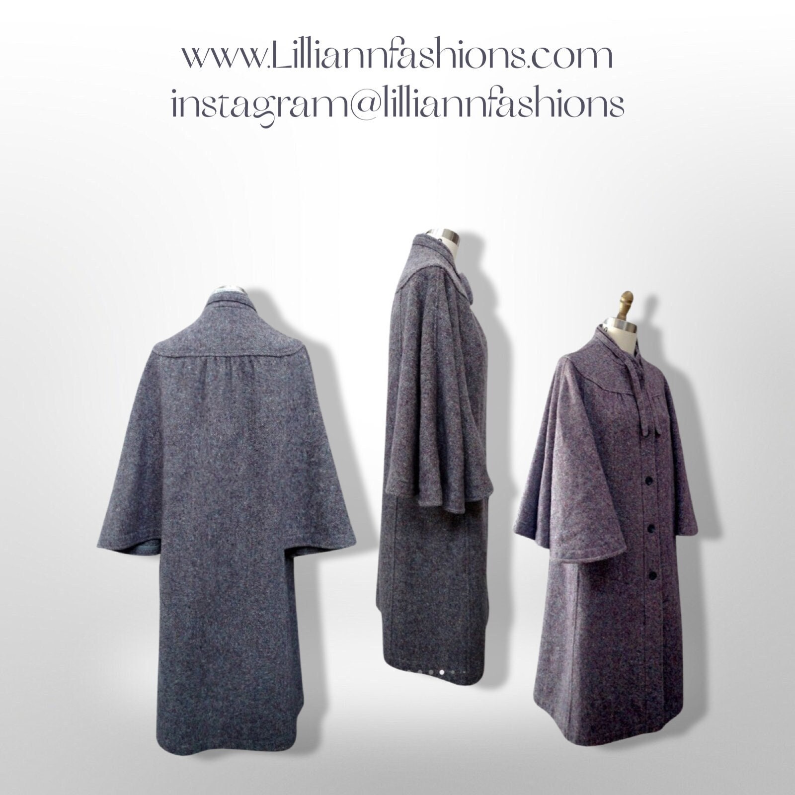 70 s Tweed Irish Cape Coat with Bell Sleeves Brand Donegal Made in Ireland 100 Pure Wool Cape Coat Bell Sleeves