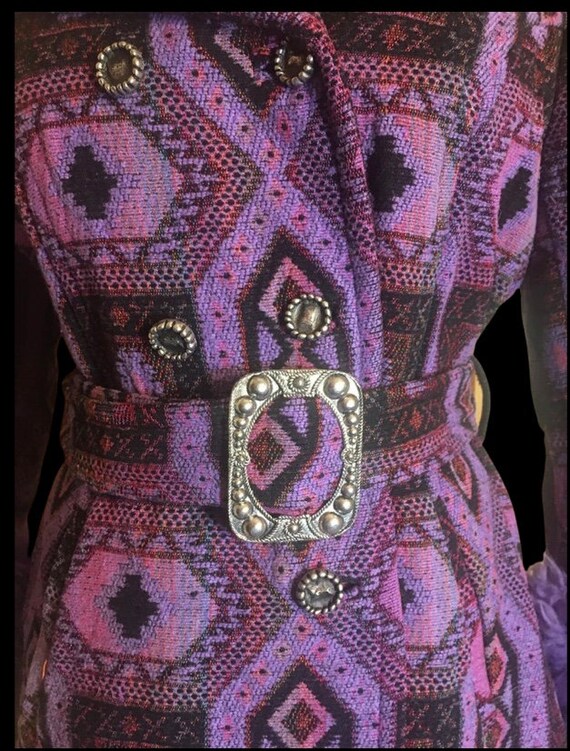 60’s Vintage Women's Coat 70s Purple Tapestry Car… - image 6