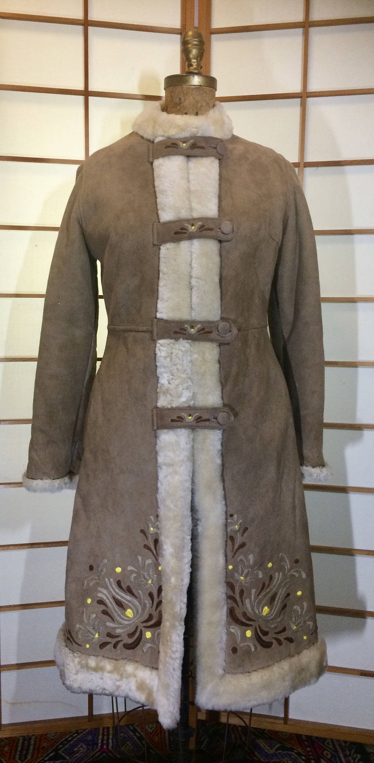 embroidered shearling coat