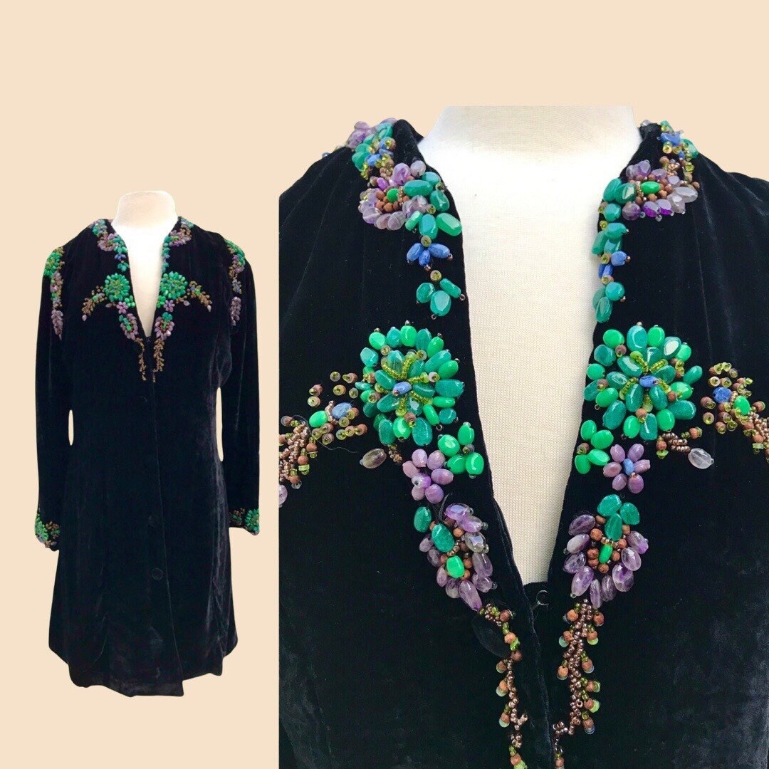 Velvet Duster Robe Semi Precious Gems Gemstones Beaded Amethyst ...