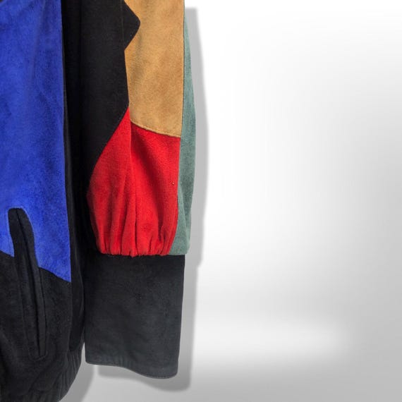 Suede Abstract Mosaic Color Block Rainbow Dolman … - image 7