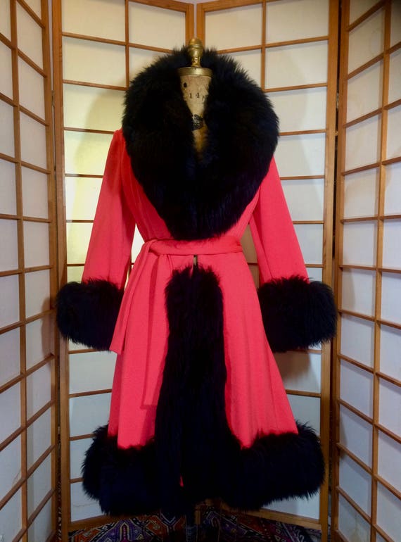 Lilli Ann Orange Coat, Lamb Shearling Mod 60's 70'
