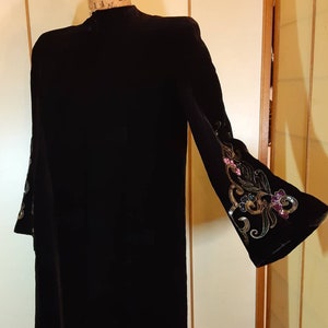 Vintage 30s 40s Coat Velvet Black Embroidered Pink Beaded Film Noir ...