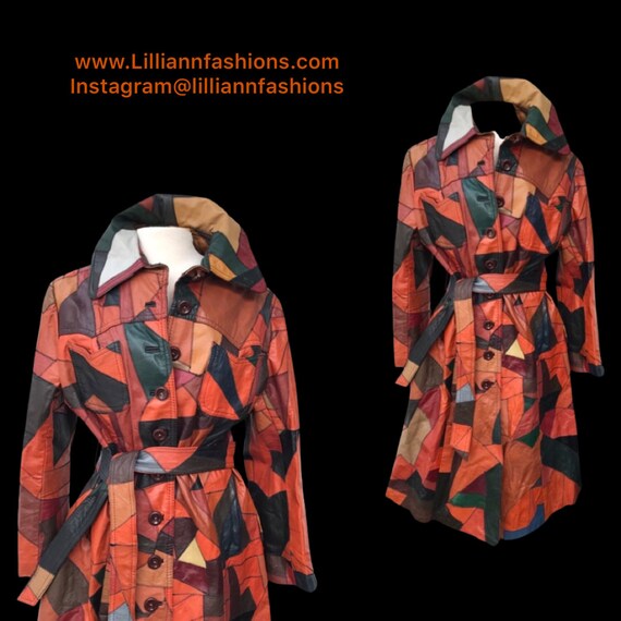 70 S Iconic Rare Patchwork Leather Coat Trench Spy St Gem