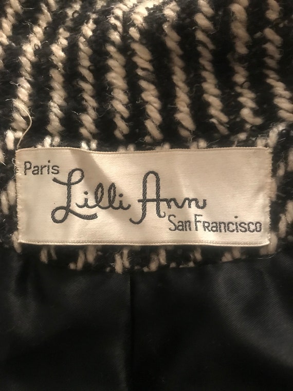 60’s LIlli Ann Couture Coat in Black and White wi… - image 9