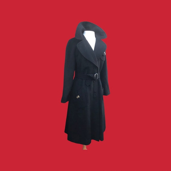 Neiman Marcus Wool Black Fitted Flare Coat Hardwa… - image 8