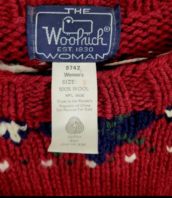 80’s Vintage 100% Wool Woolrich Woman Red Puppy D… - image 6