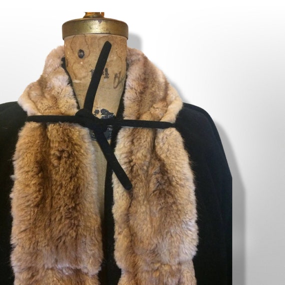 40s Cashmere Fur Coat  Film Noir Deco  Tuxedo Hon… - image 4