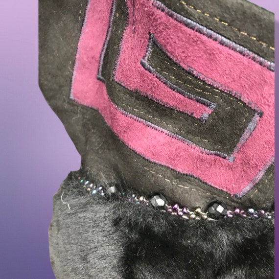 Purple Suede Aztec Shearling Patchwork Fringe Nat… - image 8