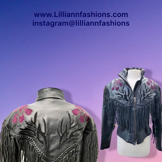 80's black leather fringe jacket - Gem