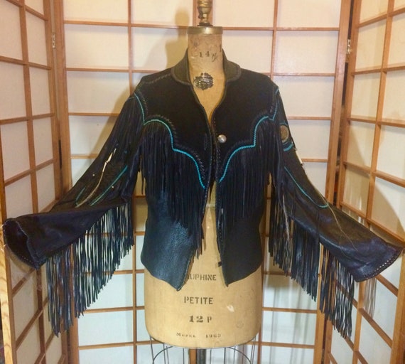 leather coat with fringe