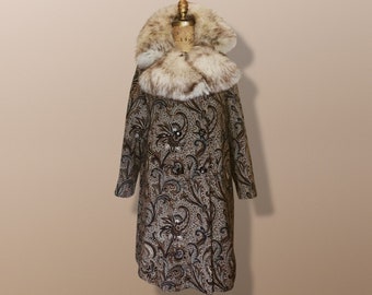 Abrigo estilo Mod de los años 60, estilo swing, doble botonadura, de piel de oveja noruega grande.