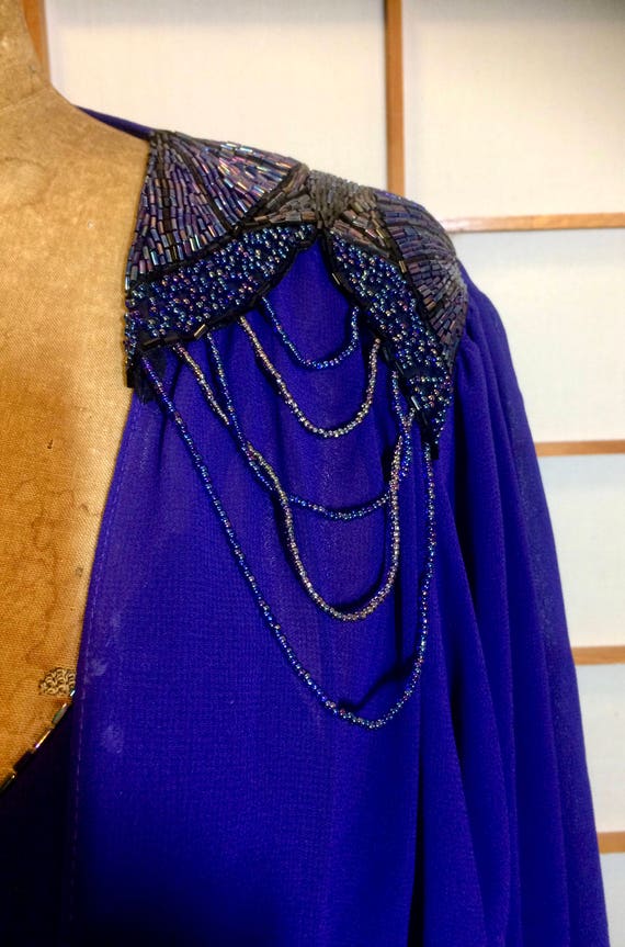 Blue Purple Cocoon 80's Glam does 1920'S 20'S Flap