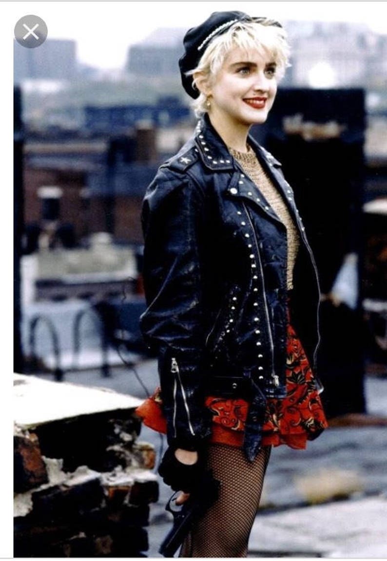 80S Studded Leather Jacket Madonna Metal Rhinestone Studded | Etsy