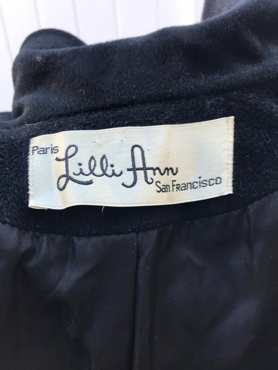 Black Lilli Ann Wool Double Breasted Basic Black … - image 7