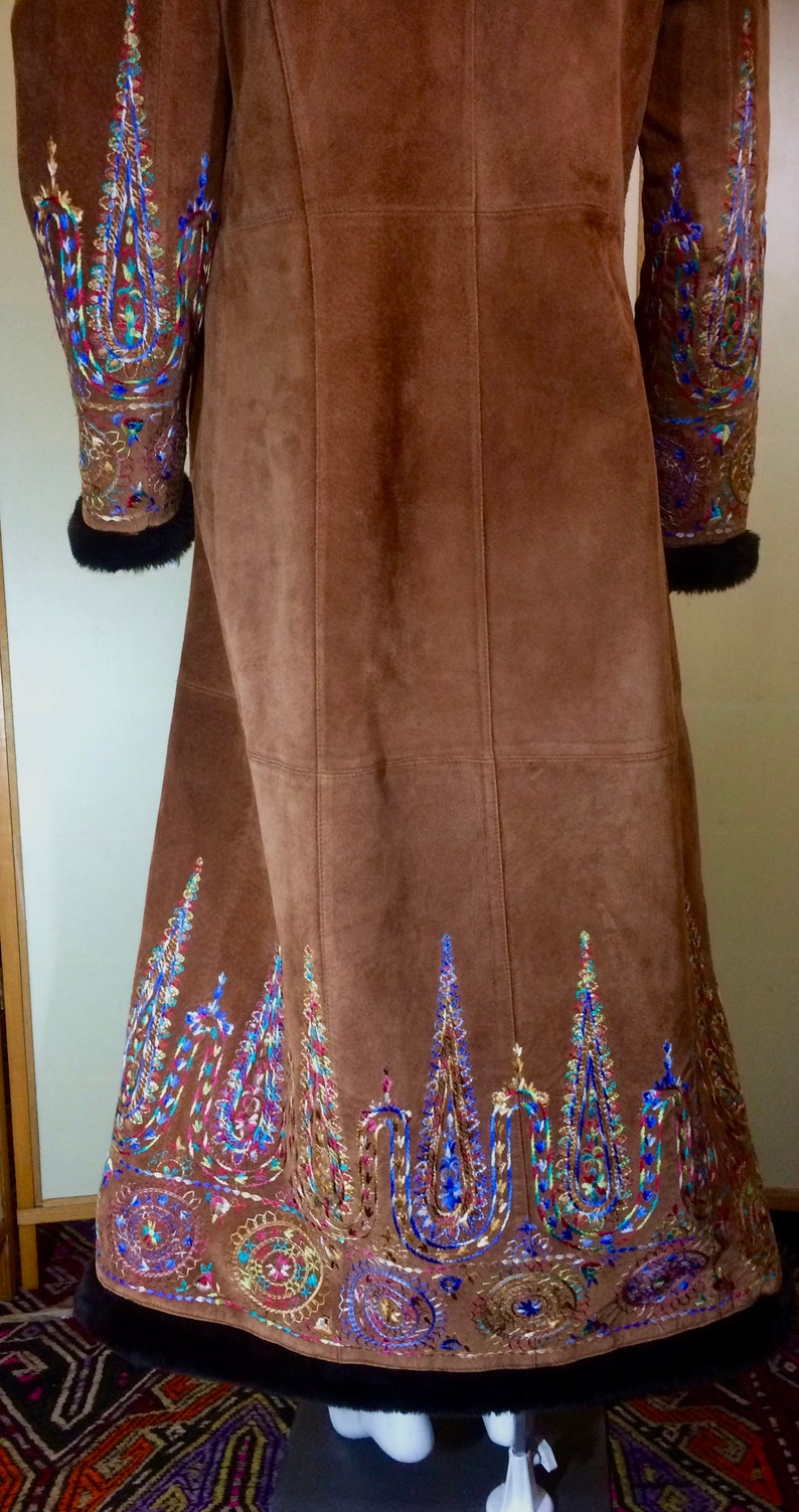 Colorful Embroidered Suede Ethnic Afghan Full Length Coat Etsy