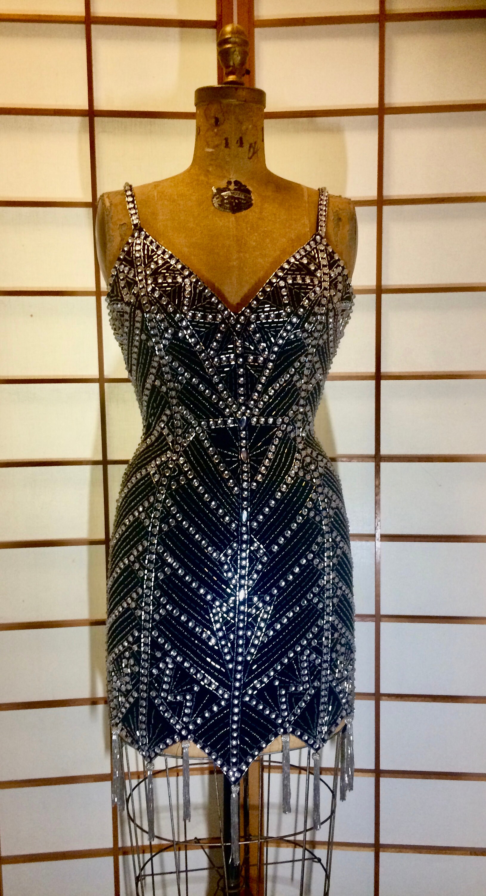 80s Beaded Fringe Dress Flapper Body Con Mini Tight Intricate - Etsy  Singapore